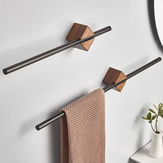 Wood Towel Rack shelves Hanger Bath Towel Holder Wall Hanging Towel Bar Space Aluminum Bathroom Shelf Kitchen Storage Rack