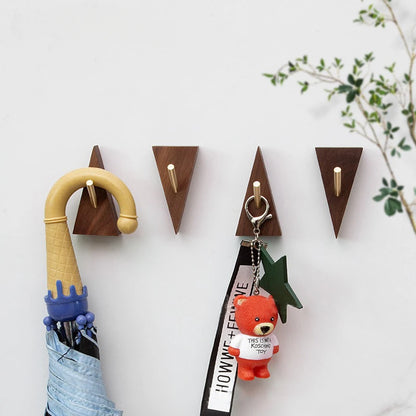 Wooden Clothes Hanger Wall Mounted Coat Hook Natural Wood Decorative Key Holder Hat Scarf Handbag Storage Hanger Bathroom Rack