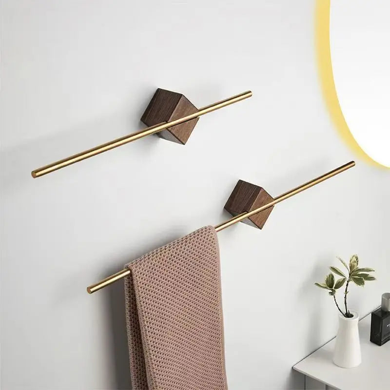 Wood Towel Rack shelves Hanger Bath Towel Holder Wall Hanging Towel Bar Space Aluminum Bathroom Shelf Kitchen Storage Rack