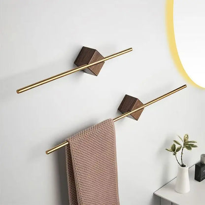 Wood Towel Rack shelves Hanger Bath Towel Holder Wall Hanging Towel Bar Space Aluminum Bathroom Shelf Kitchen Storage Rack