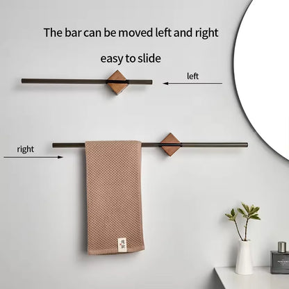 Wood Towel Rack shelves Hanger Bath Towel Holder Wall Hanging Towel Bar Space Aluminum Bathroom Shelf Kitchen Storage Rack