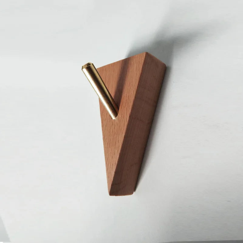 Wooden Clothes Hanger Wall Mounted Coat Hook Natural Wood Decorative Key Holder Hat Scarf Handbag Storage Hanger Bathroom Rack
